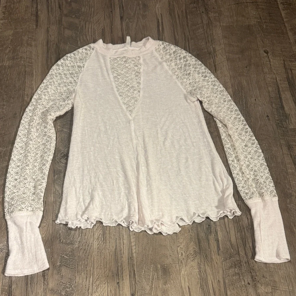 Free People Intimately White Boho Lace Detail Blouse - Size M